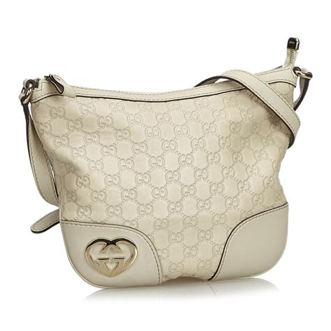 borsa gucci pelle bianca vintage|Gucci Vintage borsa pochette in pelle bianca con catena .